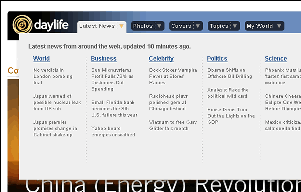 Daylifes Ribbon Navigation Menu